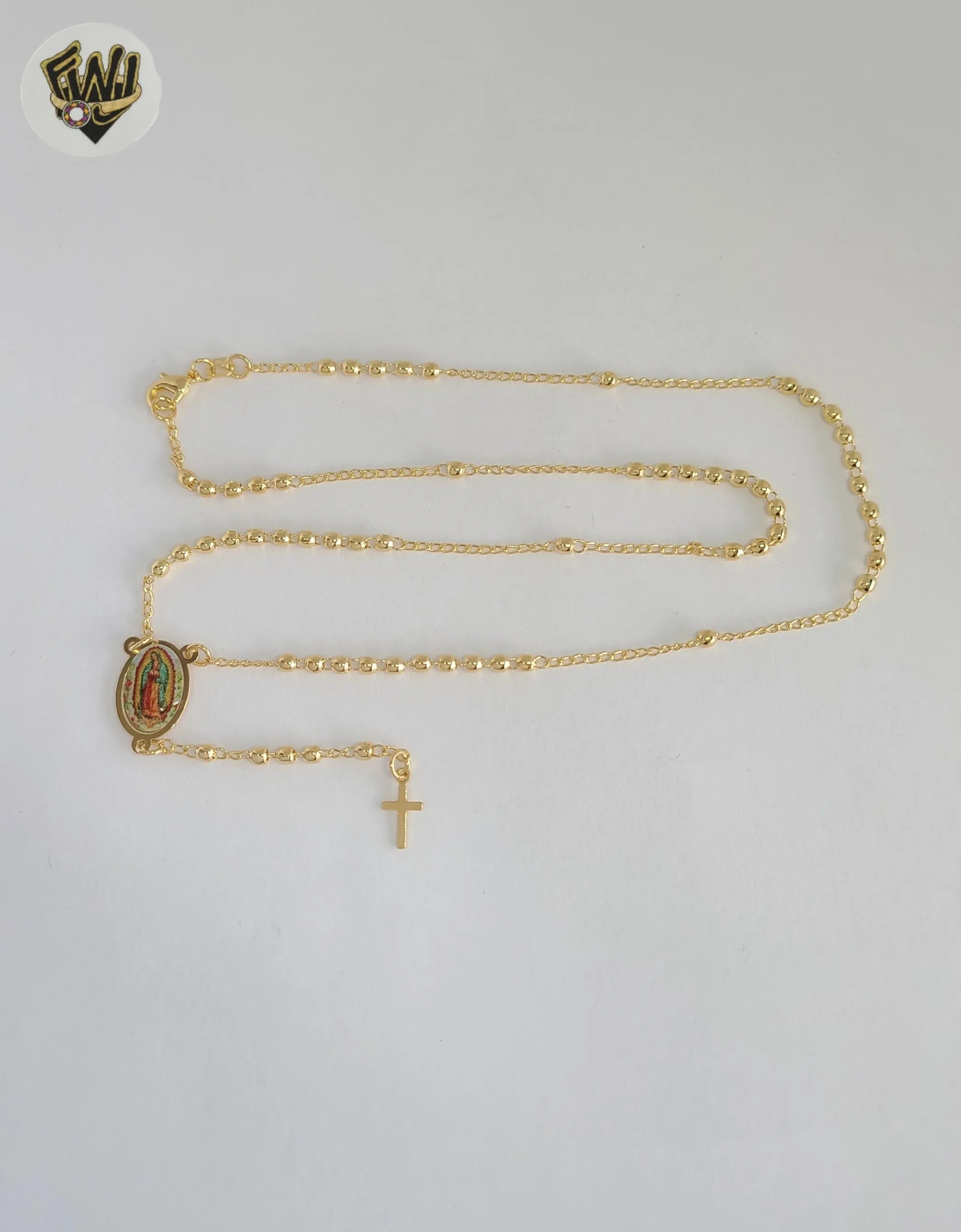 (1-3352) Gold Laminate - 2.5mm Guadalupe Rosary Necklace - 18 - BGF