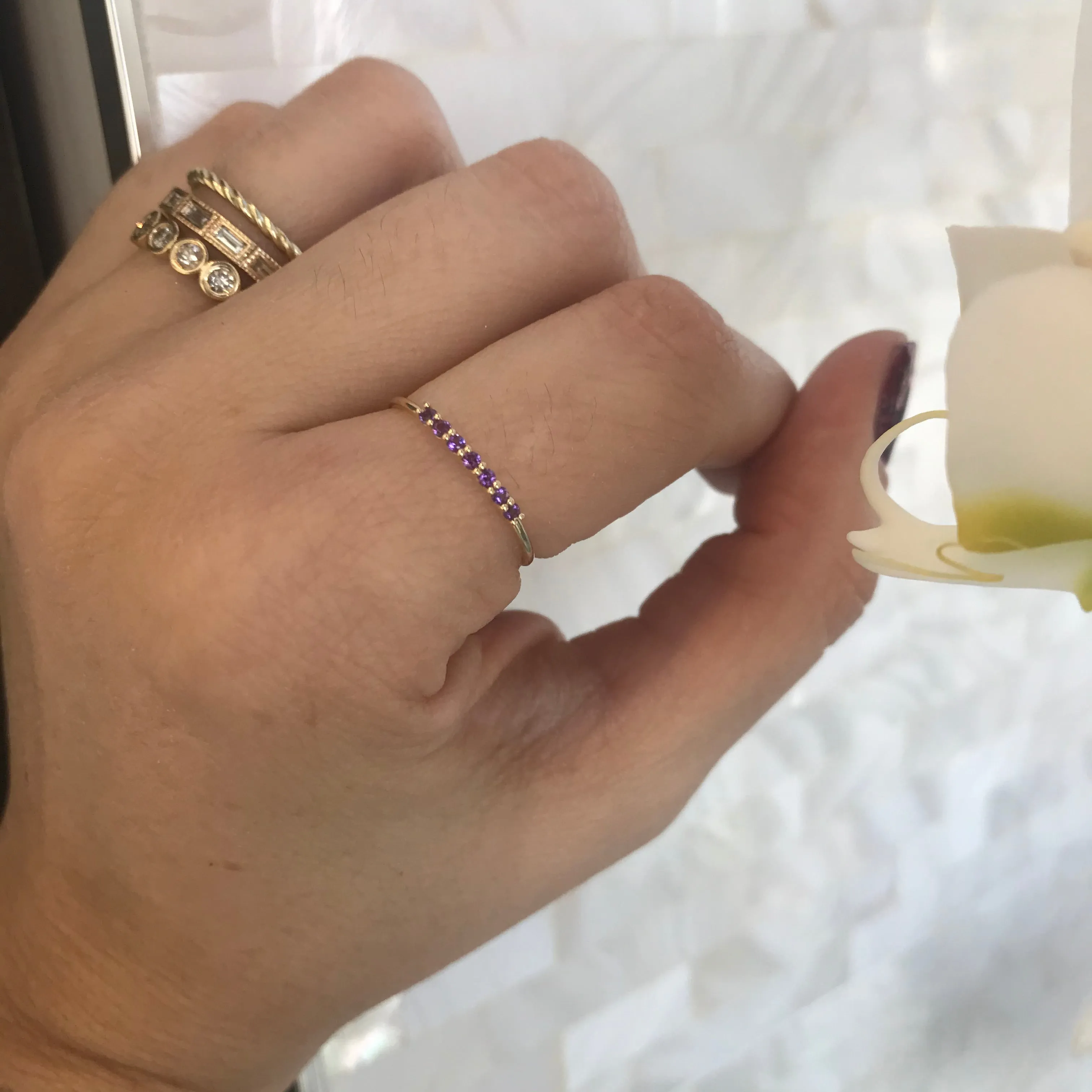 10k Gold 7 Stone Birthstone Ring