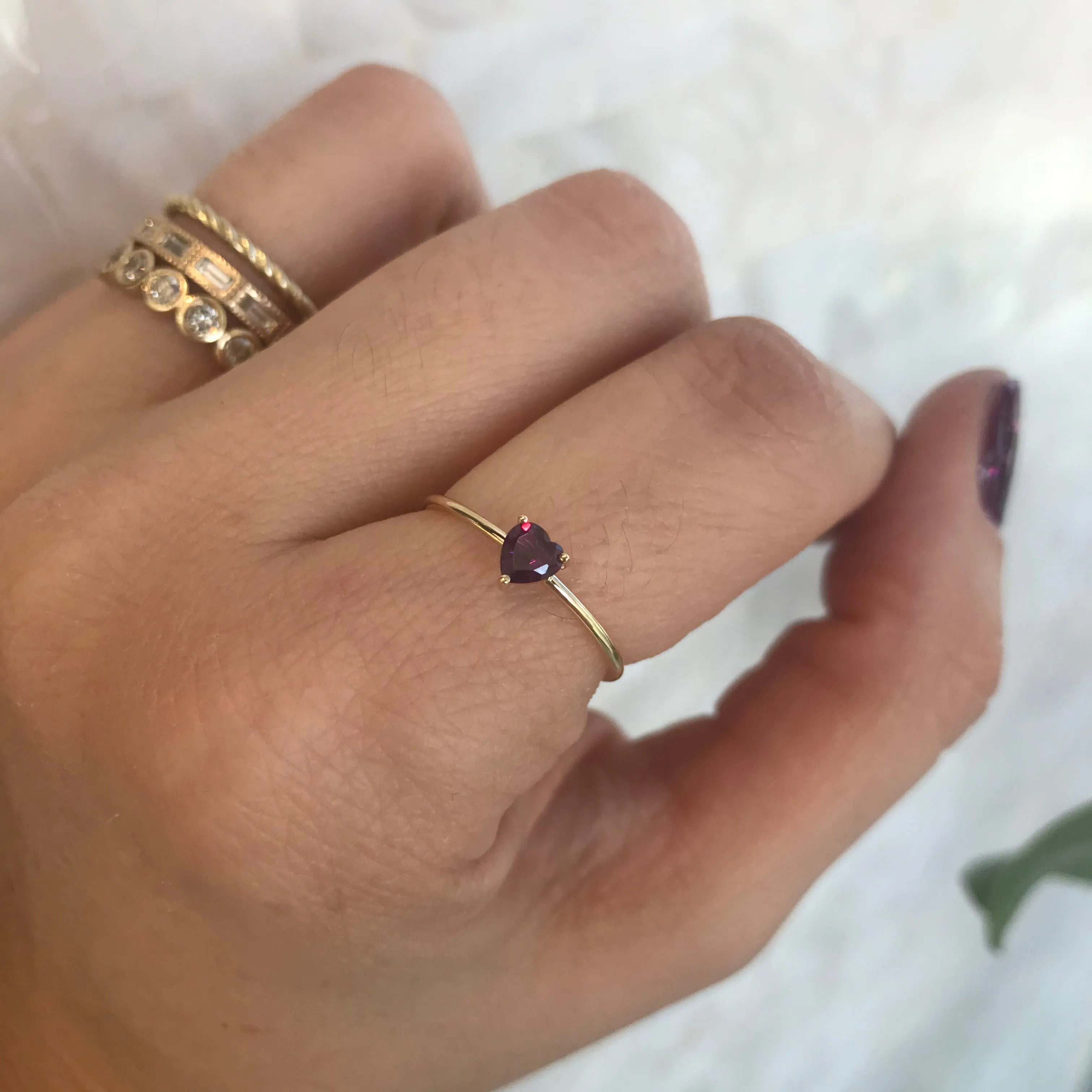 10k Gold Heart Shape Birthstone Ring