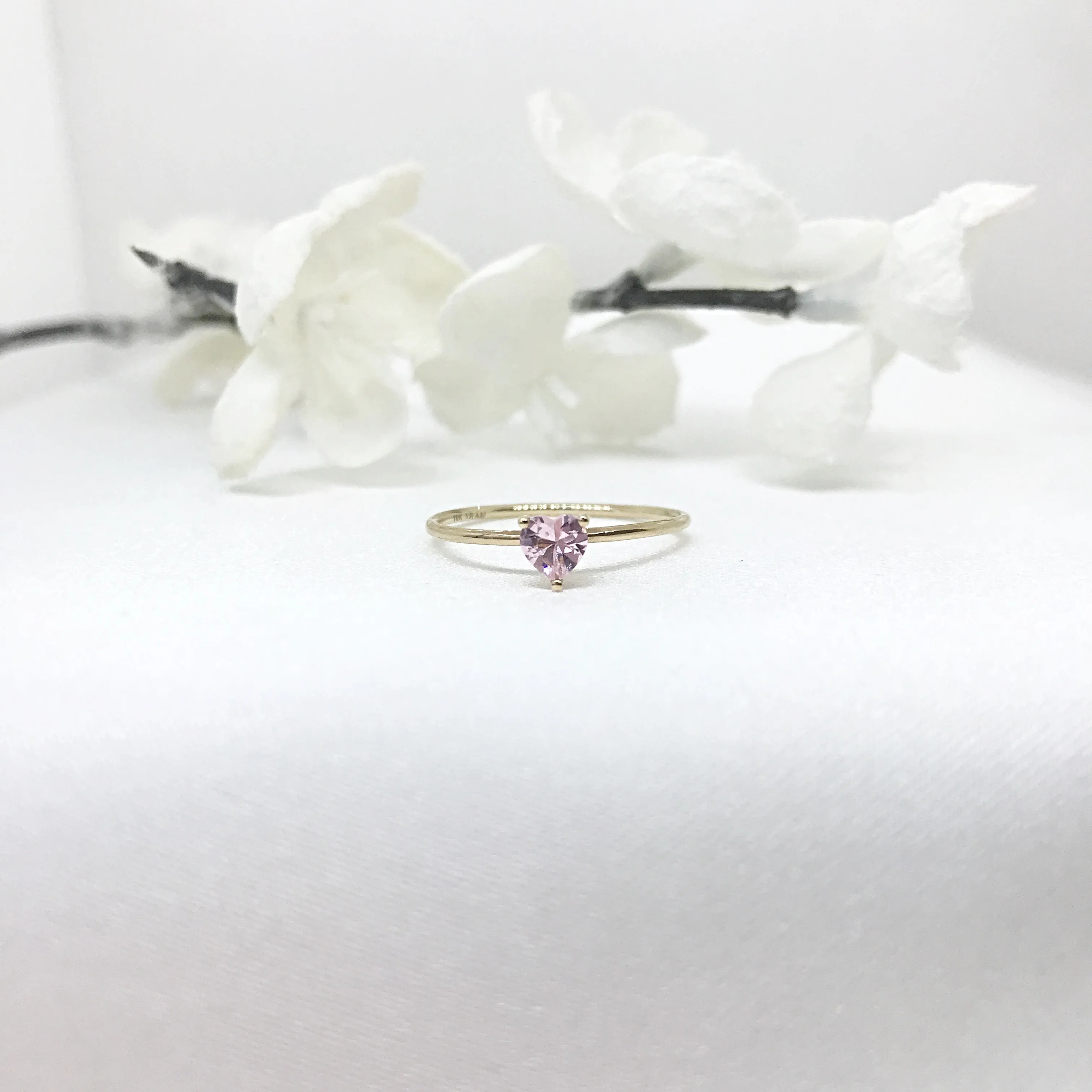 10k Gold Heart Shape Birthstone Ring