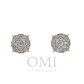 10K GOLD ROUND DIAMOND CLUSTER EARRINGS 0.90 CTW