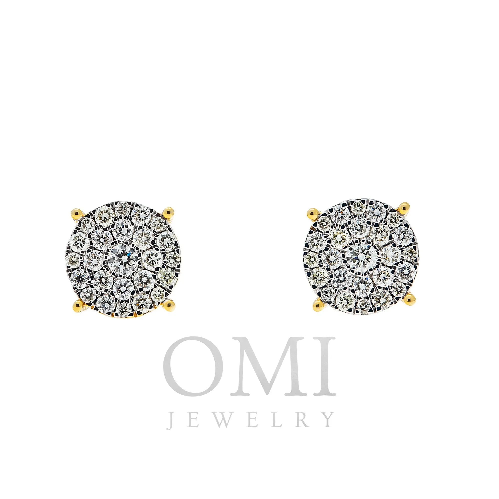 10K GOLD ROUND DIAMOND CLUSTER EARRINGS 0.90 CTW