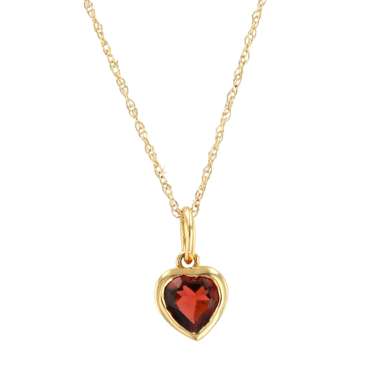 10k Yellow Gold Garnet Heart - 15352