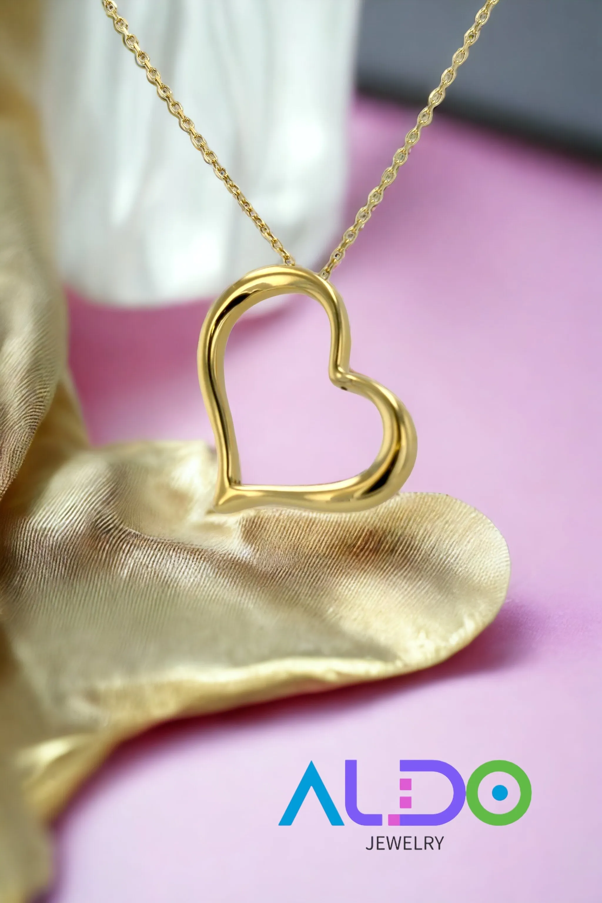 10K yellow gold heart Necklace -226122