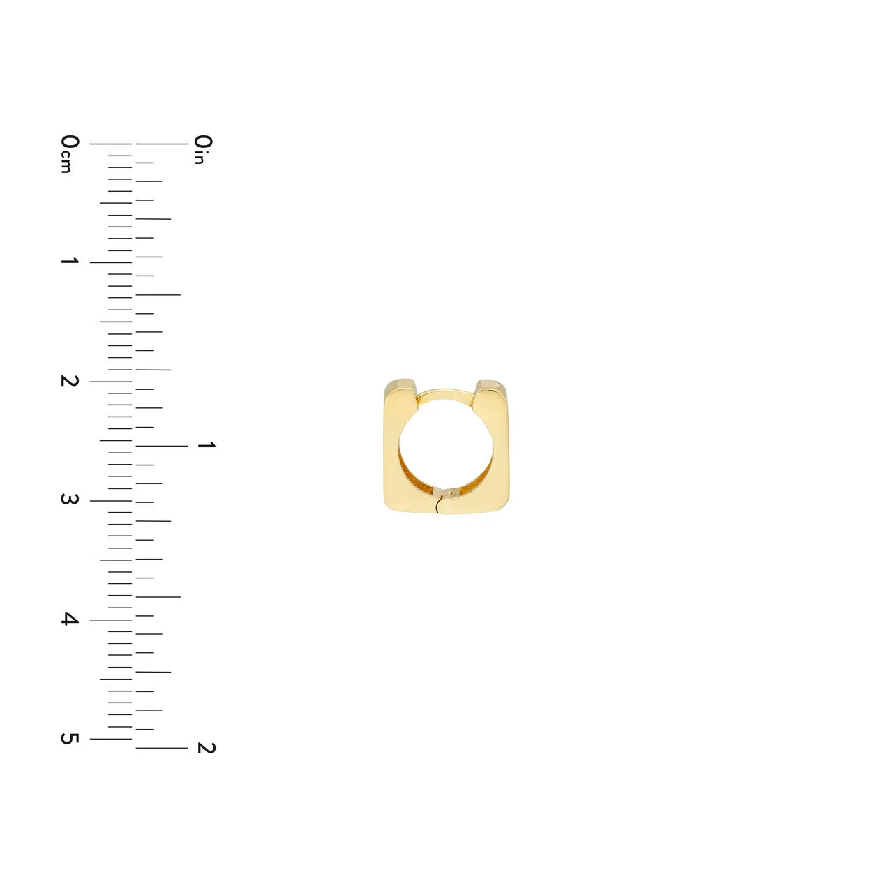 14K Yellow Gold 10.50mm Square Huggie Hoop Earrings