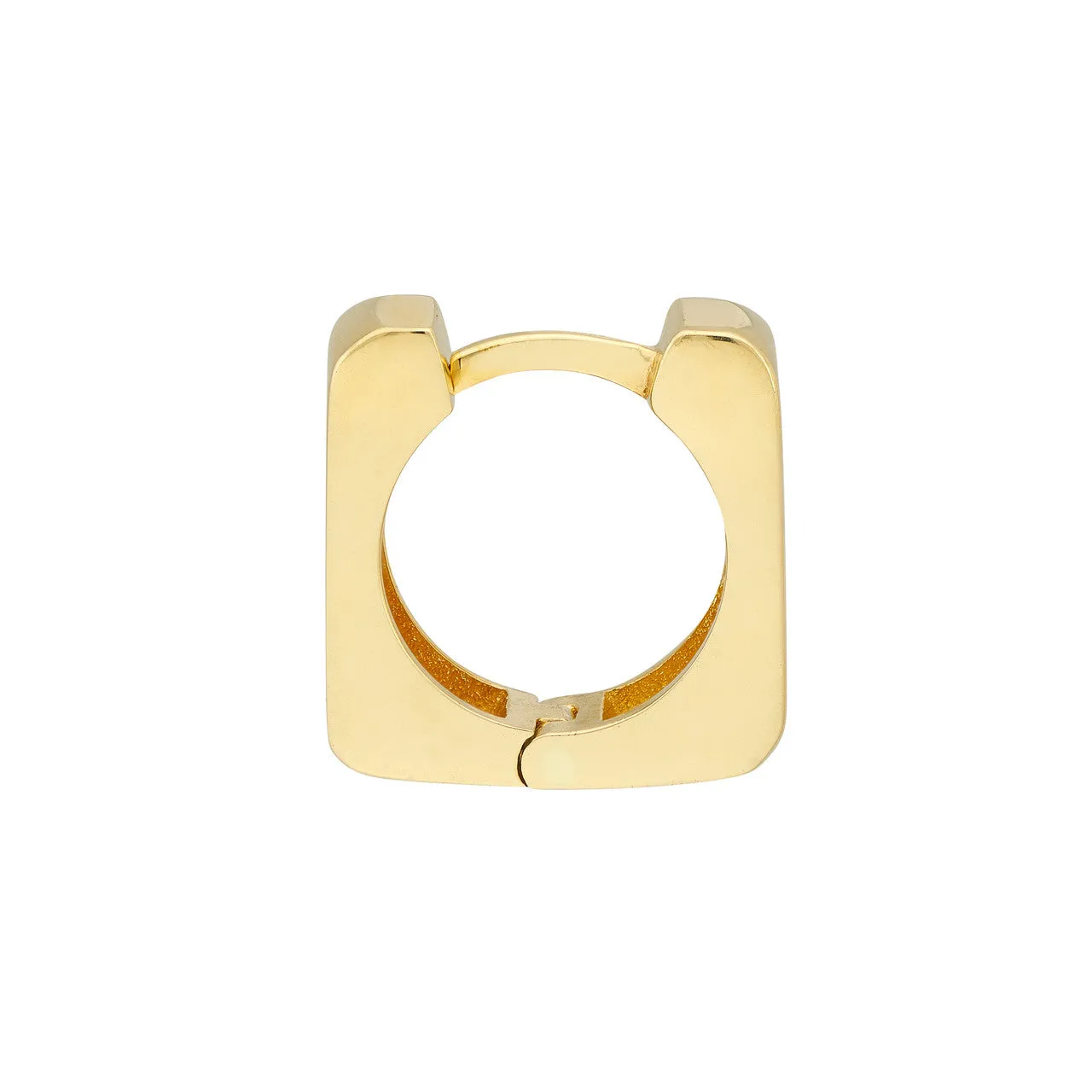 14K Yellow Gold 10.50mm Square Huggie Hoop Earrings