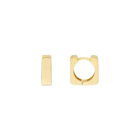 14K Yellow Gold 10.50mm Square Huggie Hoop Earrings