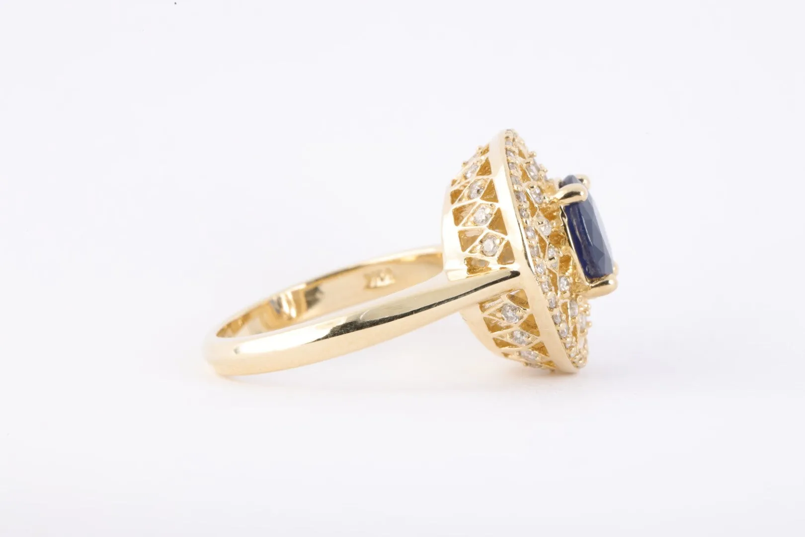 14k Yellow Gold 2.29tcw Sapphire 0.40tcw Diamond Ring Size 7.25 (7.39g.)