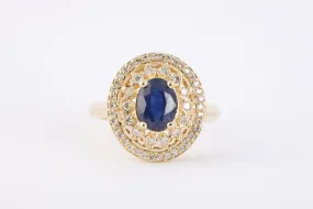 14k Yellow Gold 2.29tcw Sapphire 0.40tcw Diamond Ring Size 7.25 (7.39g.)