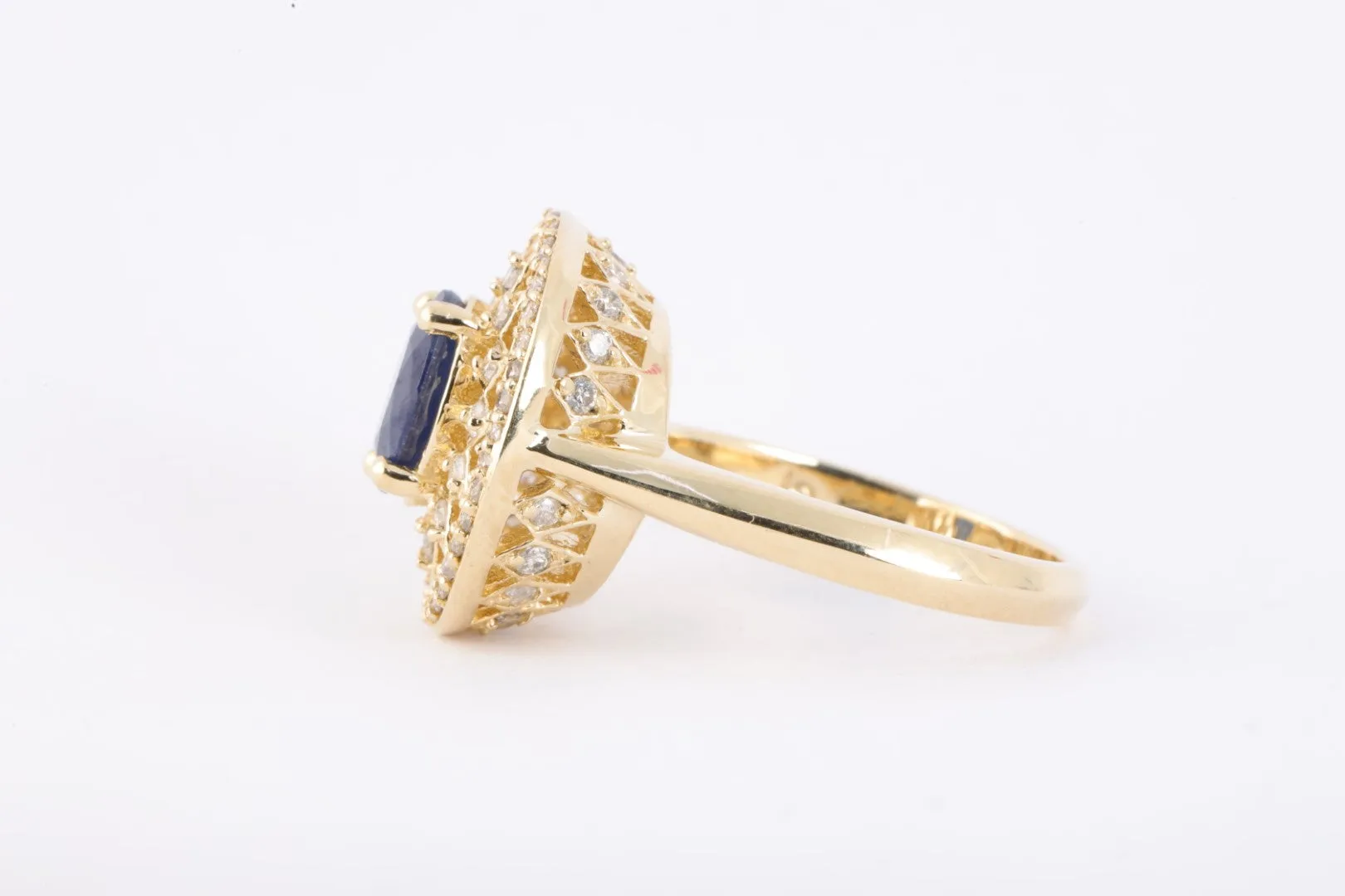 14k Yellow Gold 2.29tcw Sapphire 0.40tcw Diamond Ring Size 7.25 (7.39g.)