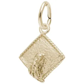 14K Yellow Gold Graduation Cap Charm