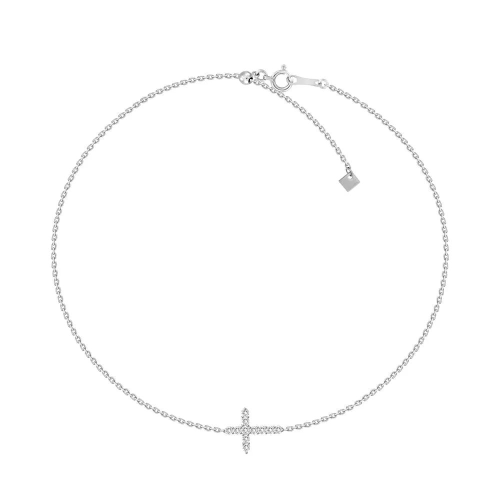 18K Diamond Cross Bracelet