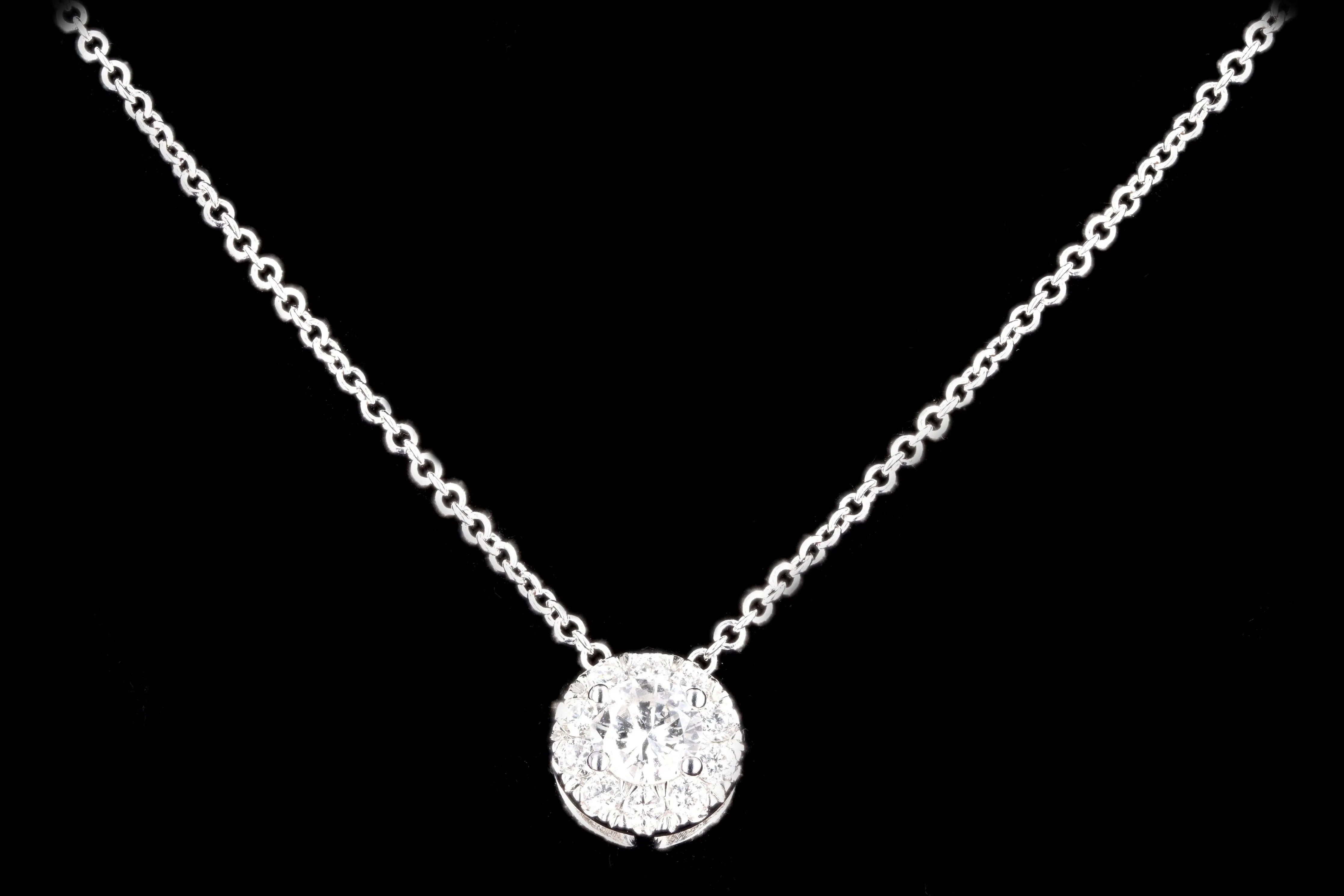 18K White, Yellow or Rose Gold .15 Carat Diamond Halo Necklace