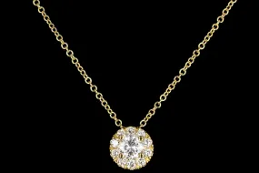 18K White, Yellow or Rose Gold .15 Carat Diamond Halo Necklace