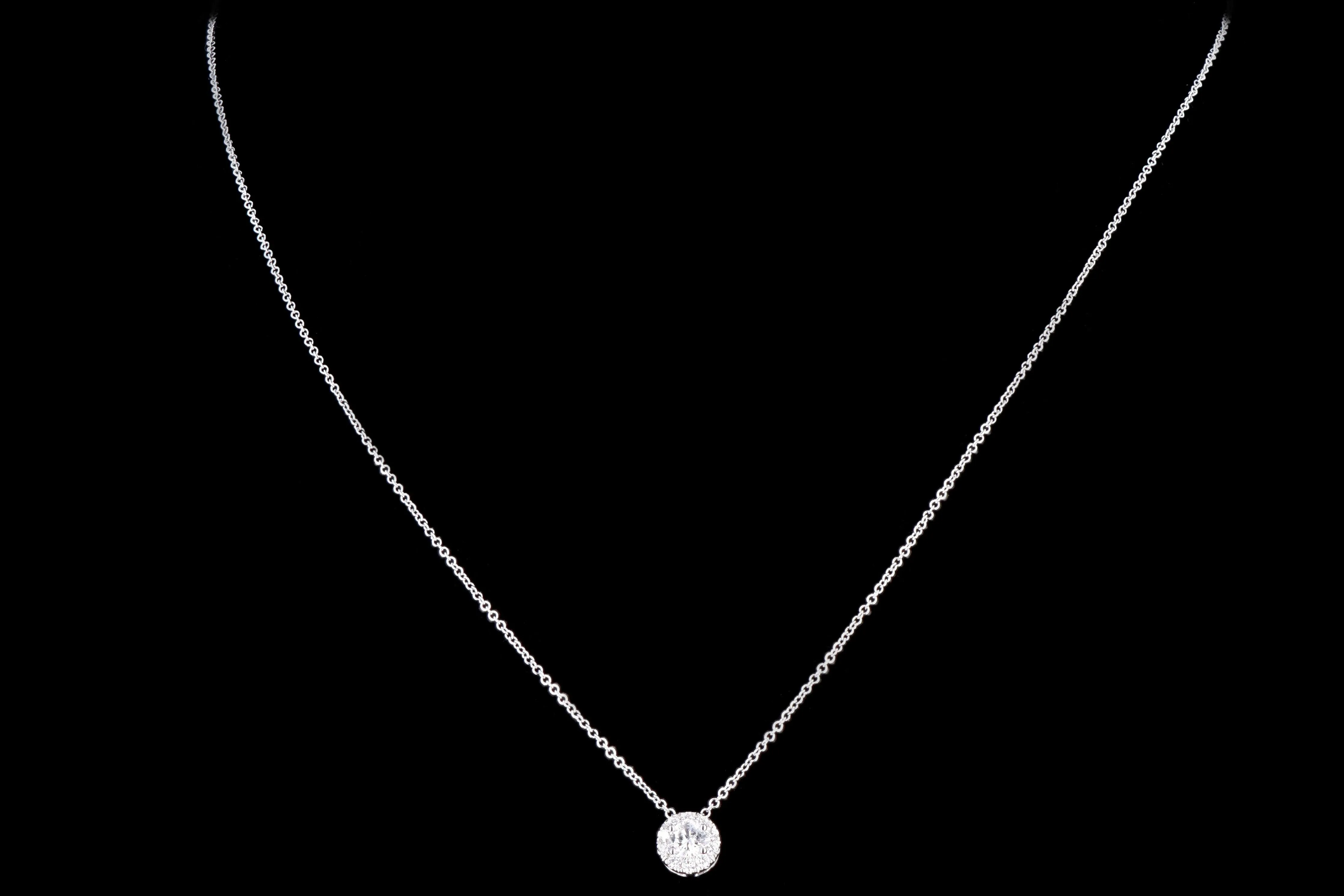 18K White, Yellow or Rose Gold .15 Carat Diamond Halo Necklace