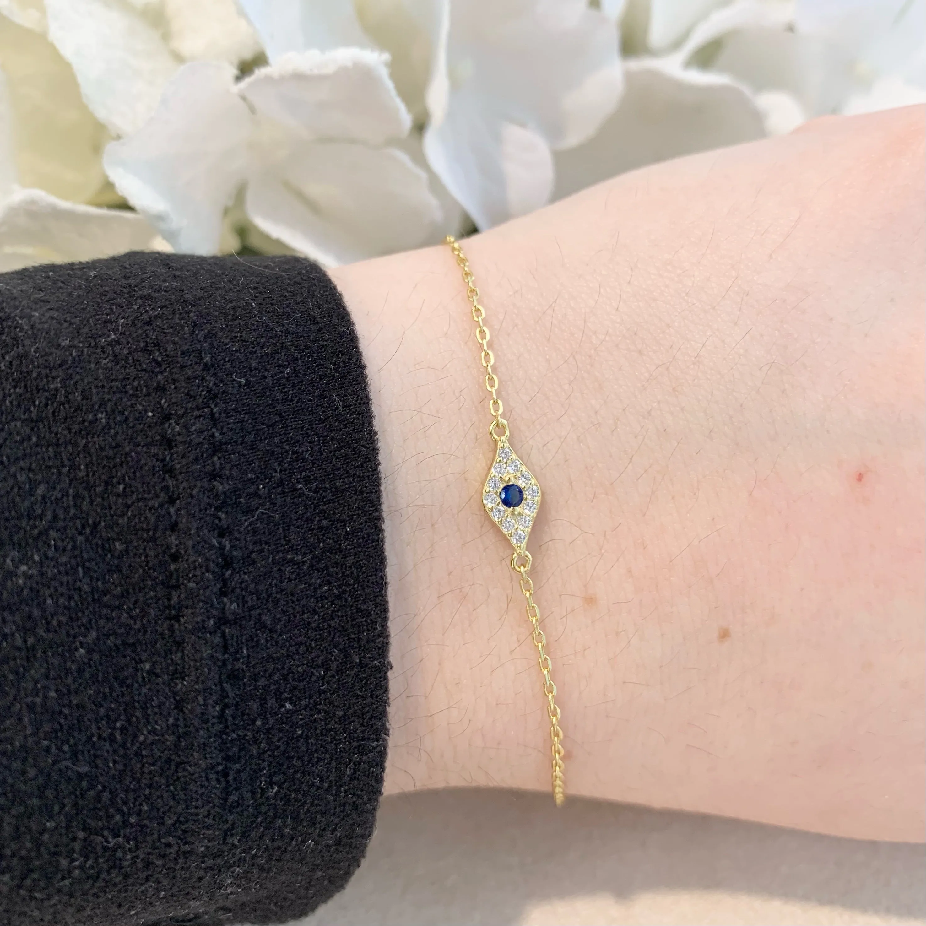 18k/925 Vermeil Small CZ Evil Eye Bracelet