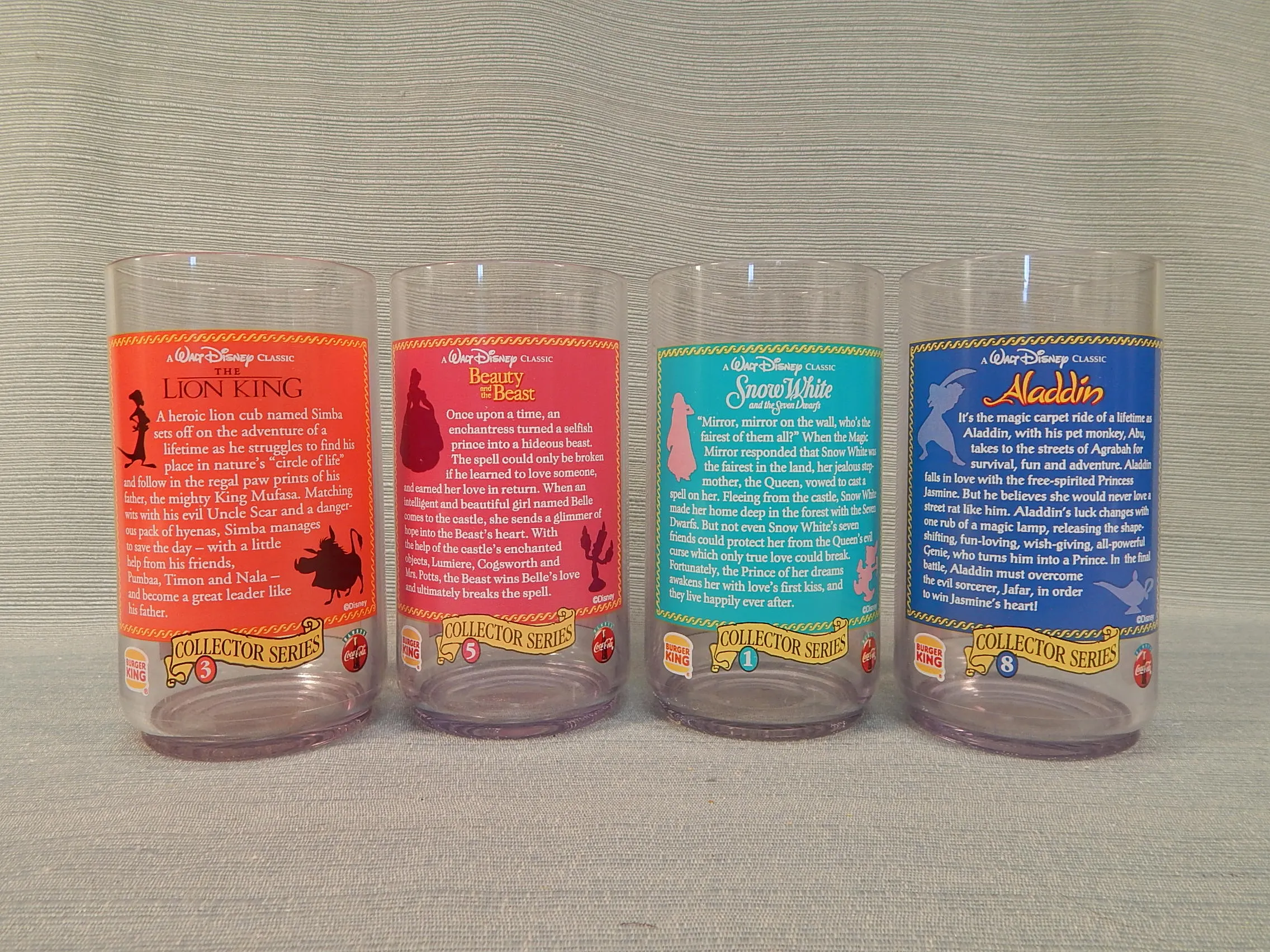 1994 Burger King Disney Collector Glasses - Set of 4