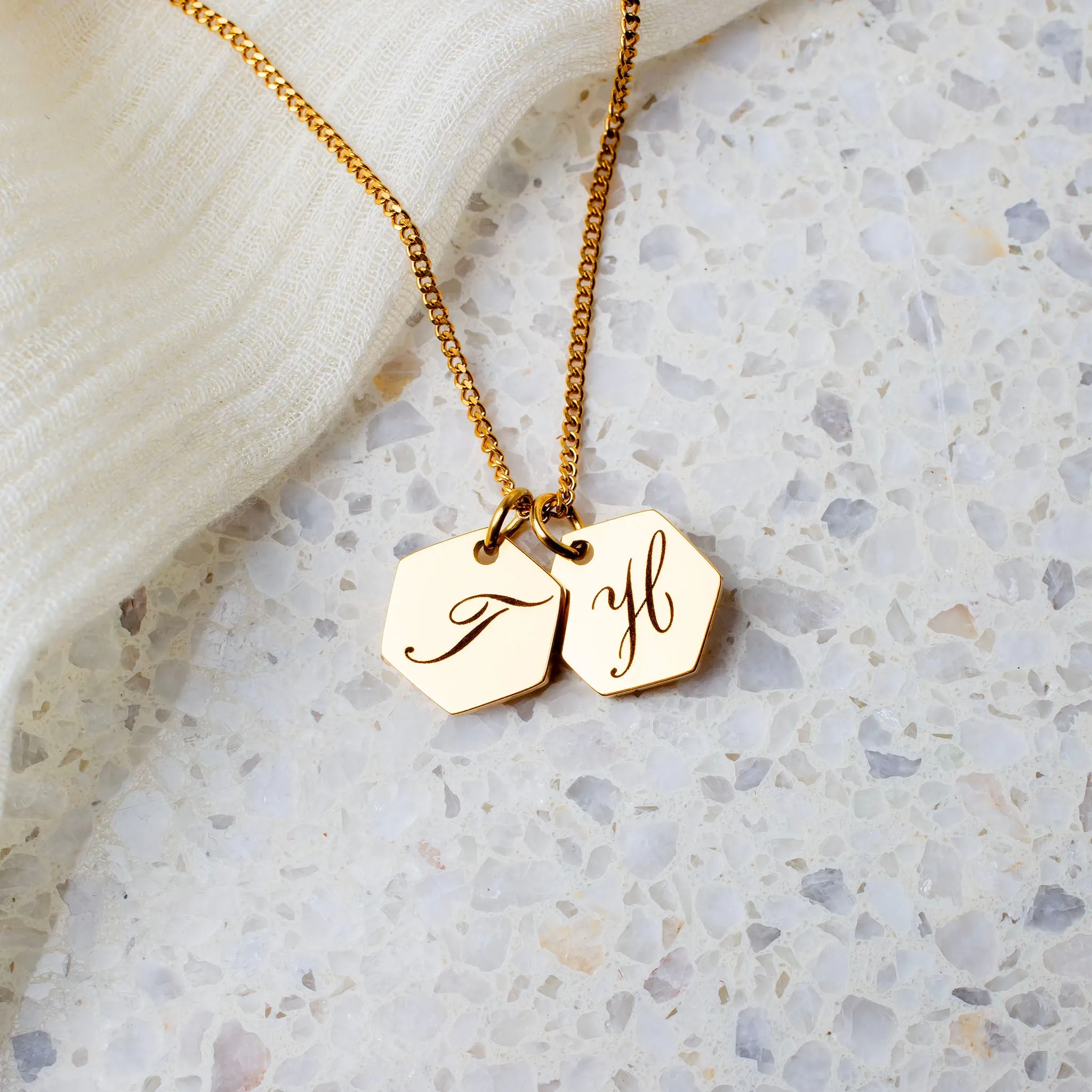 Amore Engraved Initial Letter Necklace - Gold