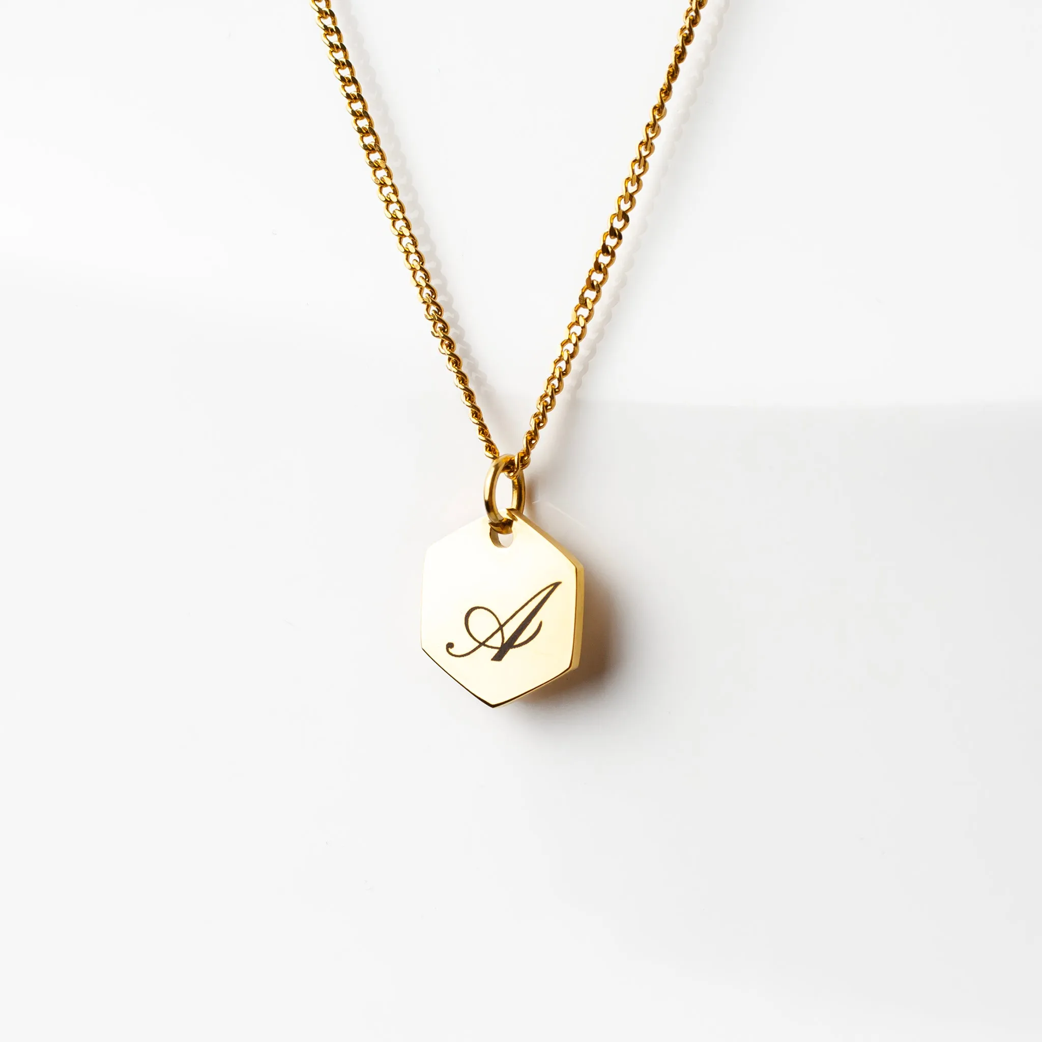 Amore Engraved Initial Letter Necklace - Gold