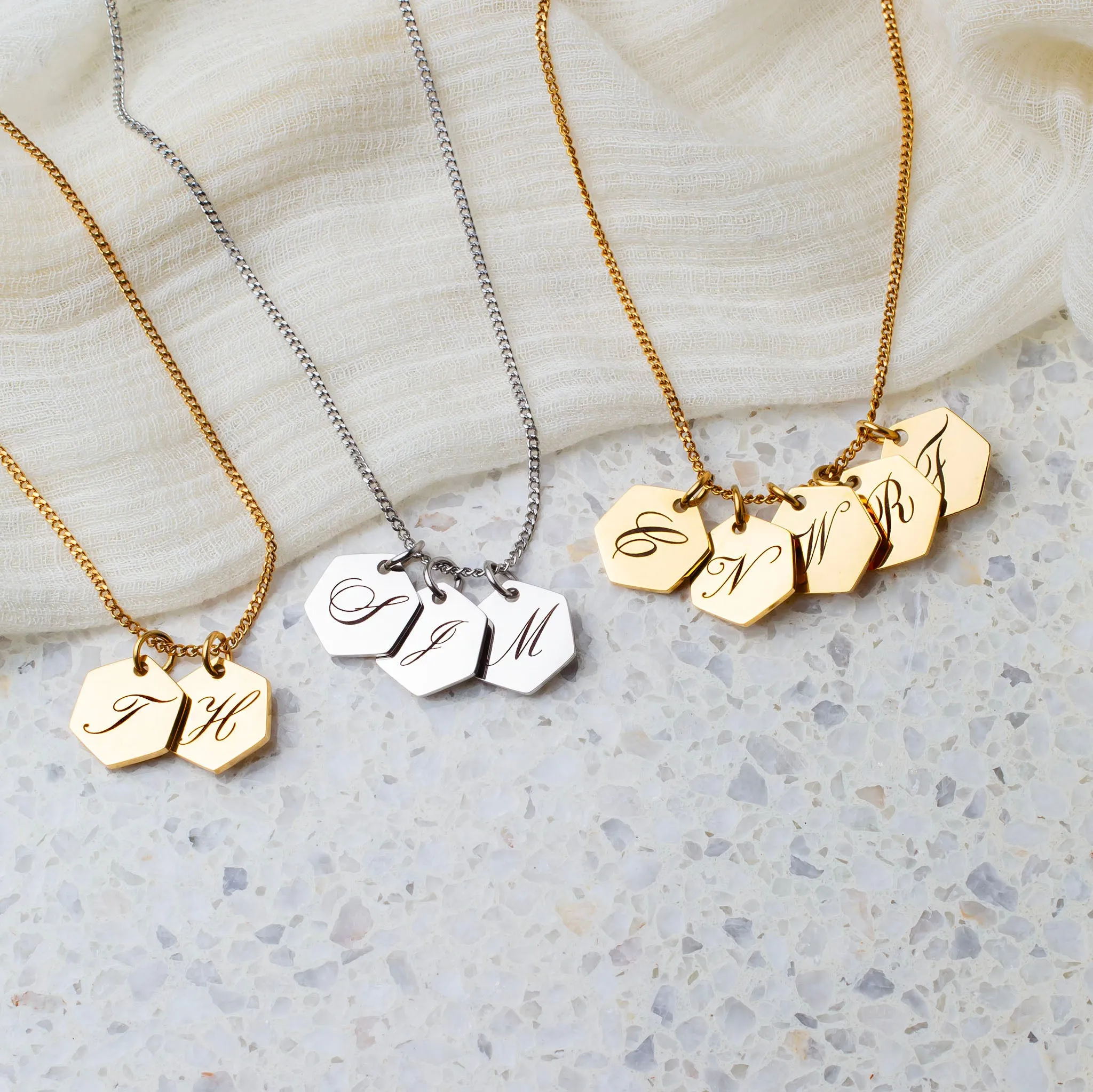 Amore Engraved Initial Letter Necklace - Gold