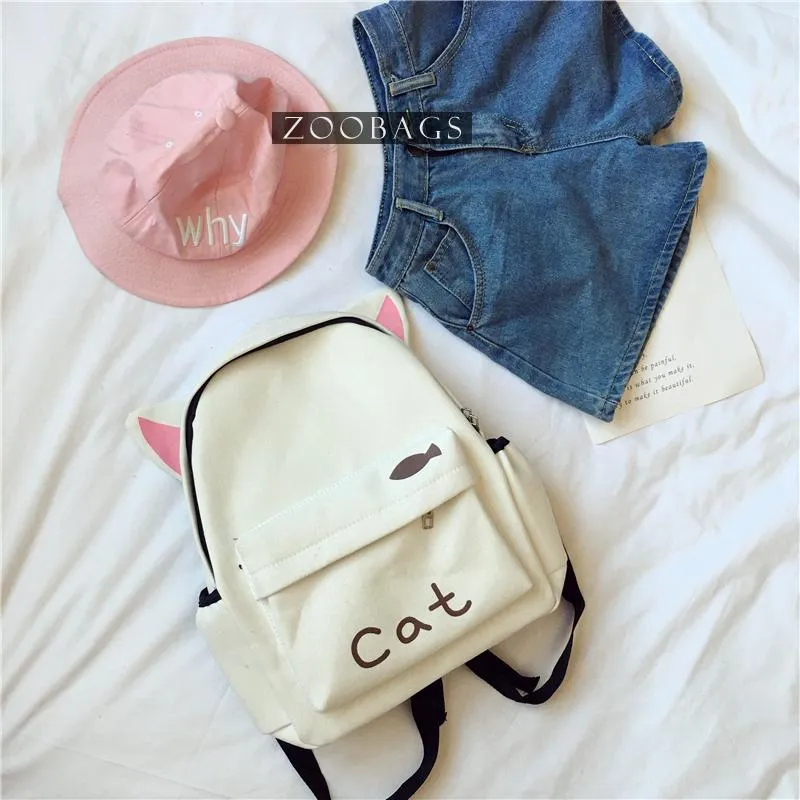 Animal Ears Canvas Backpack SD00797