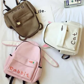 Animal Ears Canvas Backpack SD00797