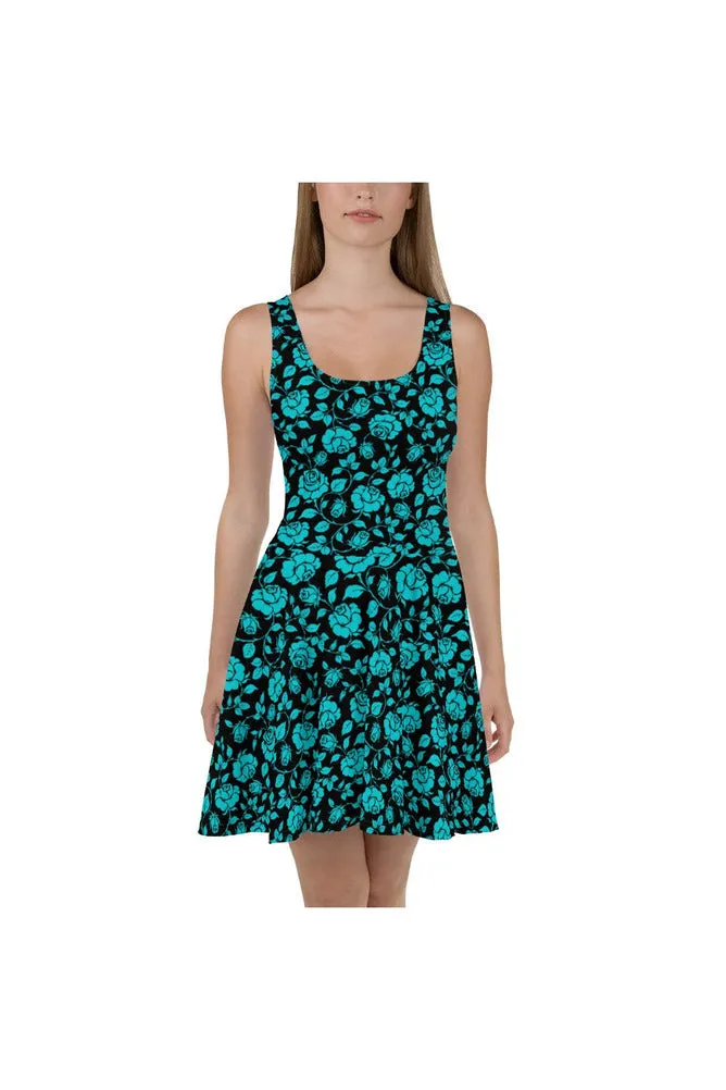 Aqua Rose Skater Dress