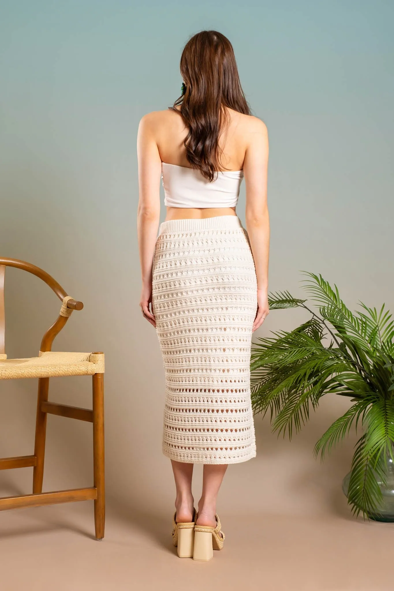 Aubrey Crochet High Waisted Midi Skirt