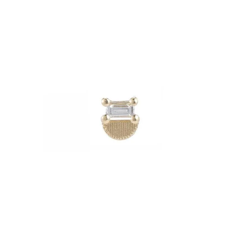 Baguette Half Moon Stud (Single), Yellow Gold