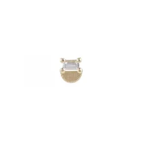 Baguette Half Moon Stud (Single), Yellow Gold