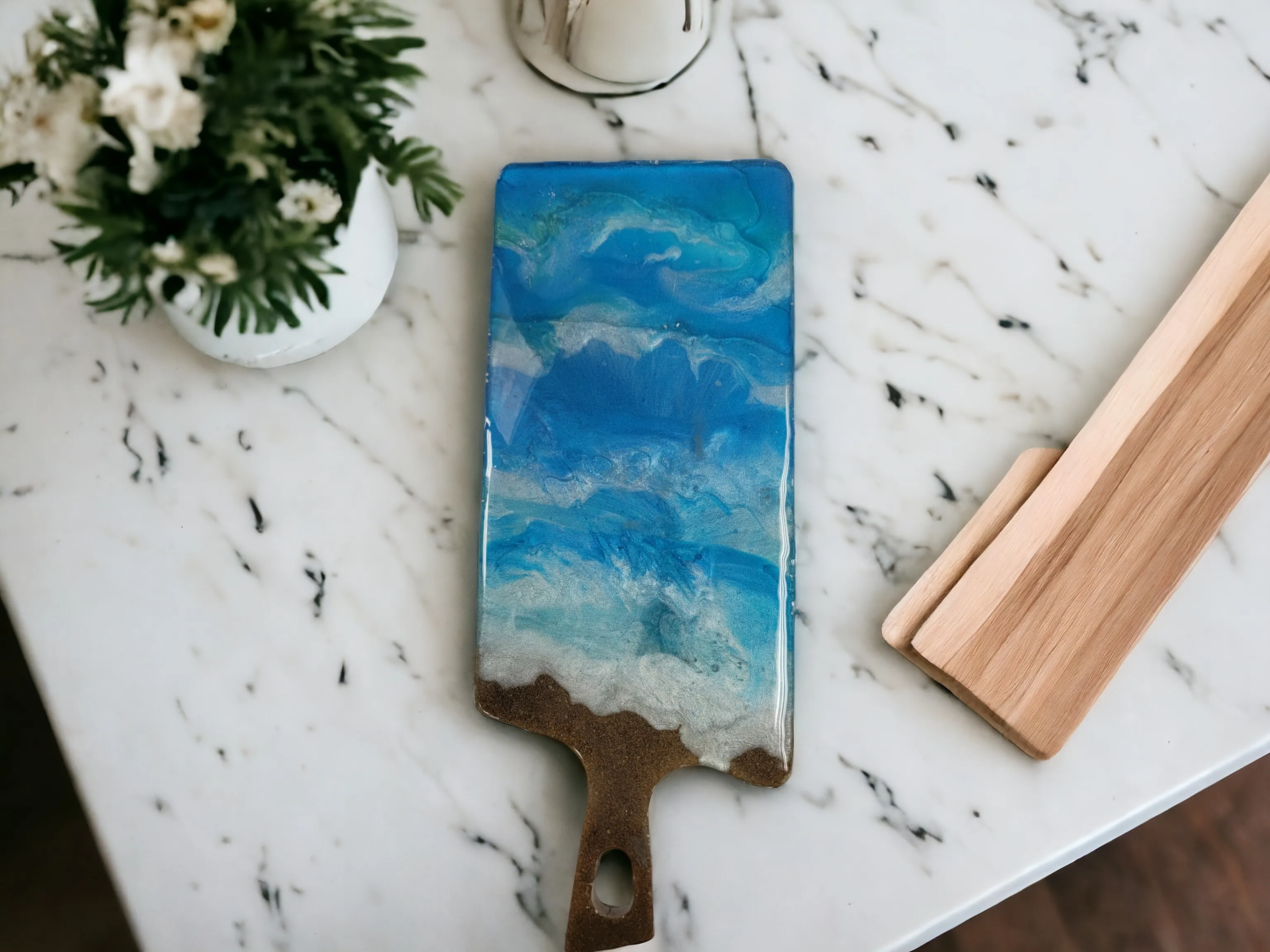 Beach Sand and Ocean Wave Resin Tray