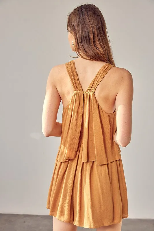 BEACH WALKS SHIRRING DETAIL ROMPER