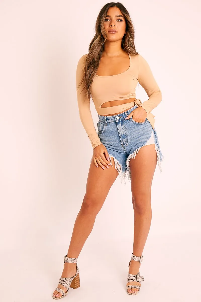 Beige Slinky Ballerina Crop Top - Madie