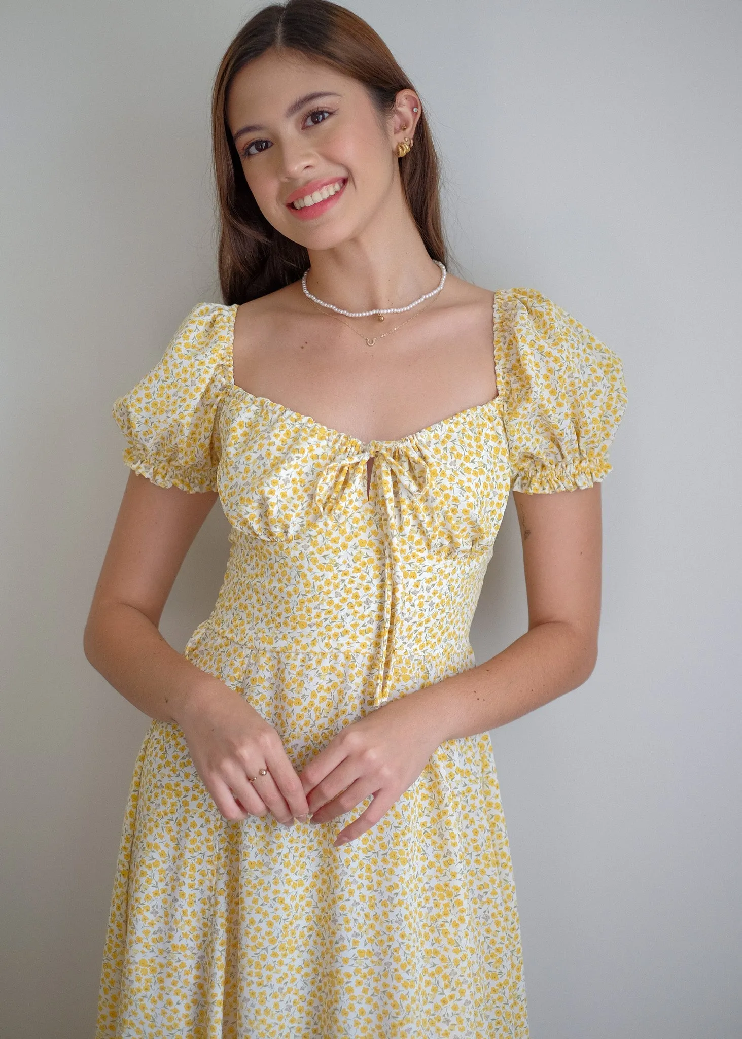 Camilla midi dress - yellow belle print