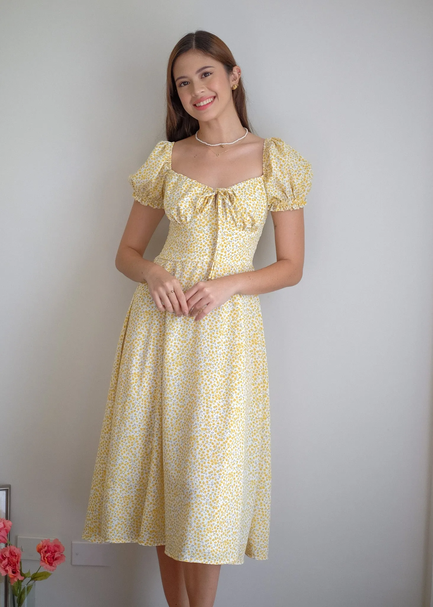 Camilla midi dress - yellow belle print