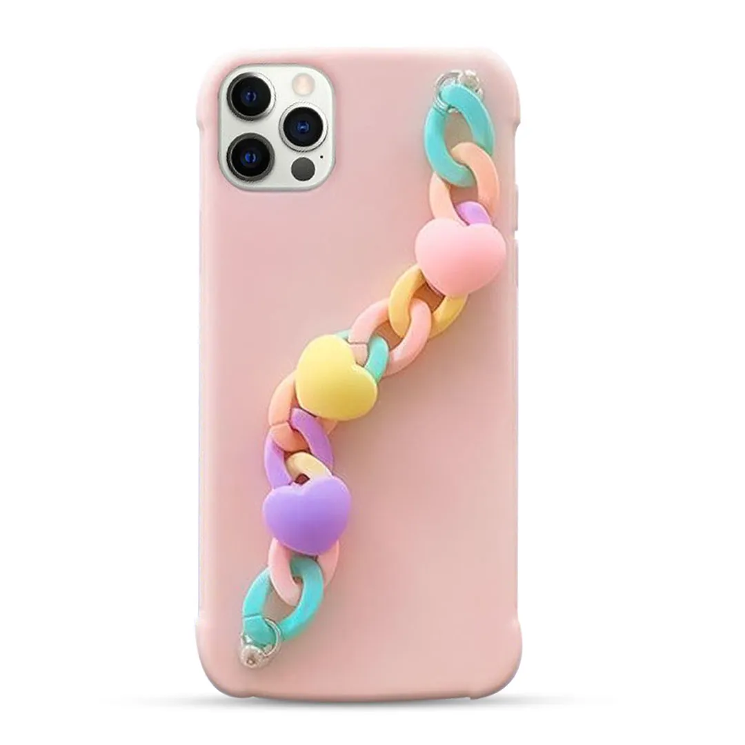 Candy Color with Cute Heart Chain Case