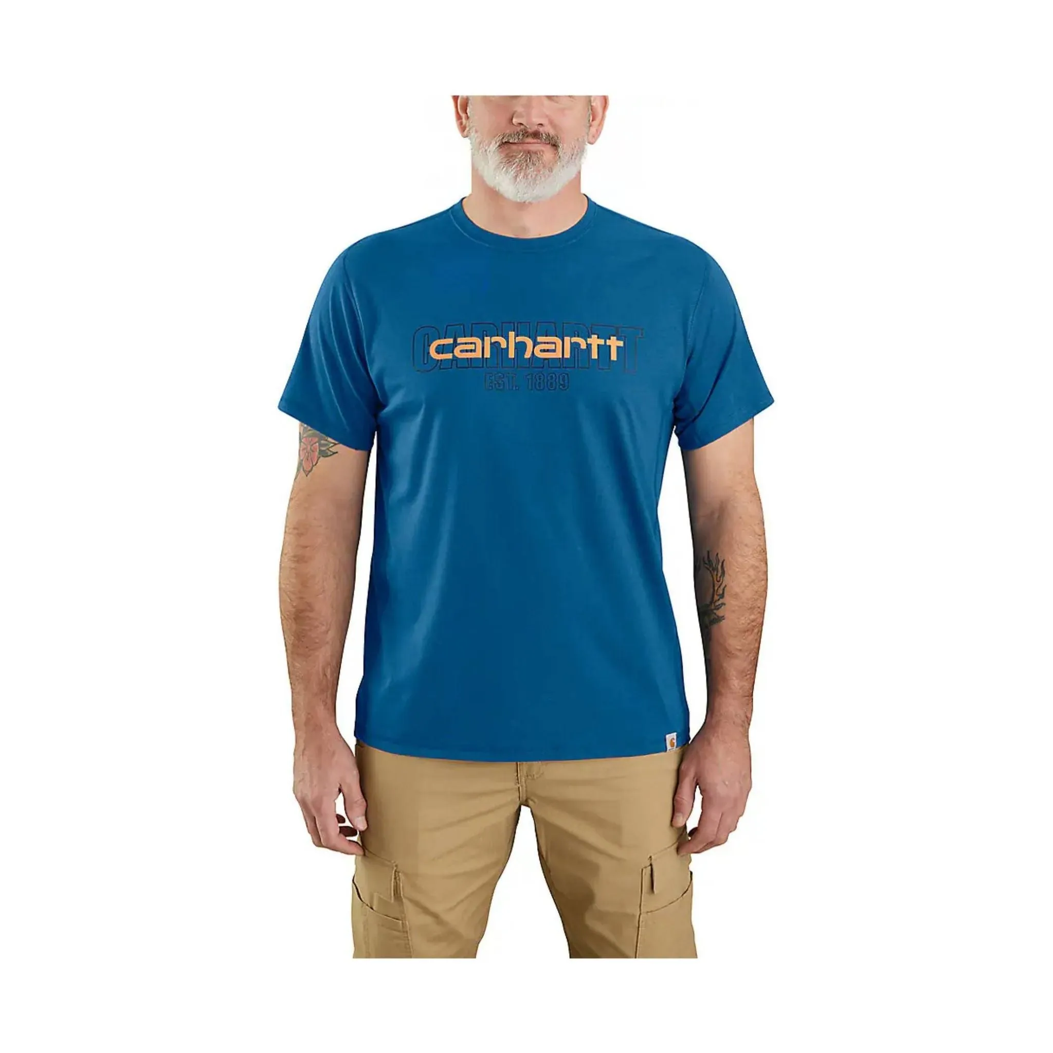 Carhartt Men's Force Relaxed Fit Midweight Short Sleeve Logo Graphic T Shirt - Light Huron Heather