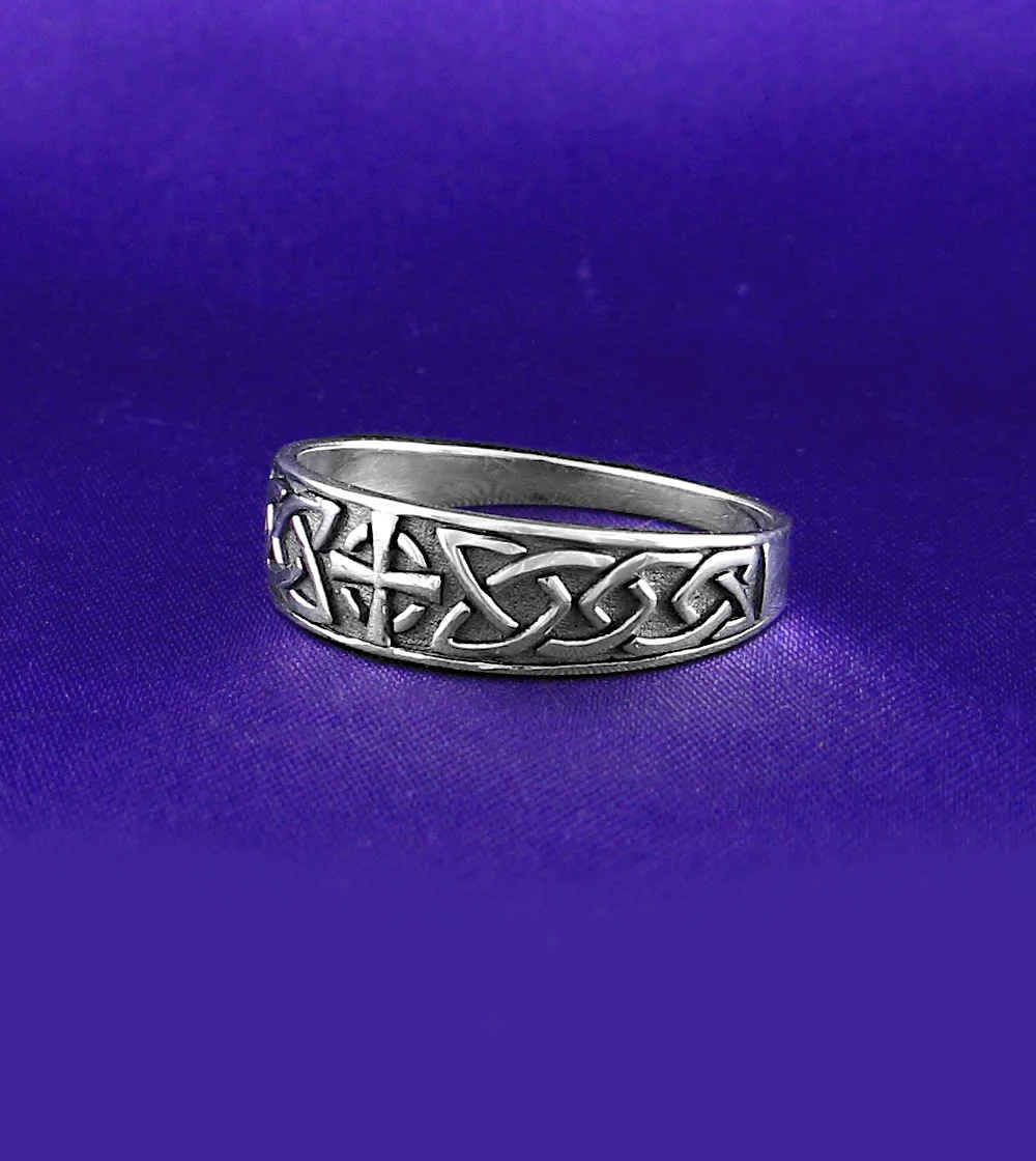 Celtic Cross With Knots Oxidized Ring