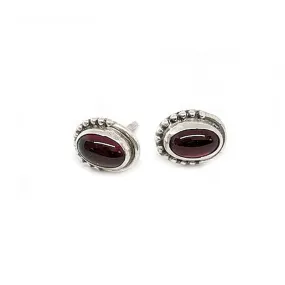 Chotto Garnet Oval Bohemian Earrings