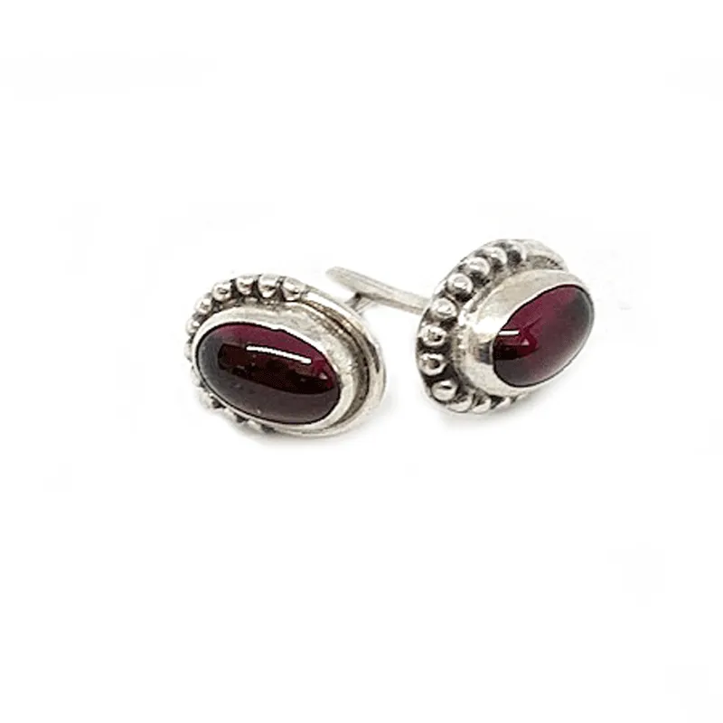 Chotto Garnet Oval Bohemian Earrings