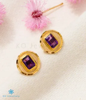 Circular Amethyst Earrings in 22 KT Gold