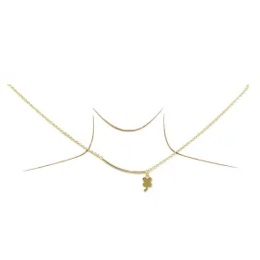 Clover Shape Curved Bar Pendant Gold Dipped Short Chain Necklace