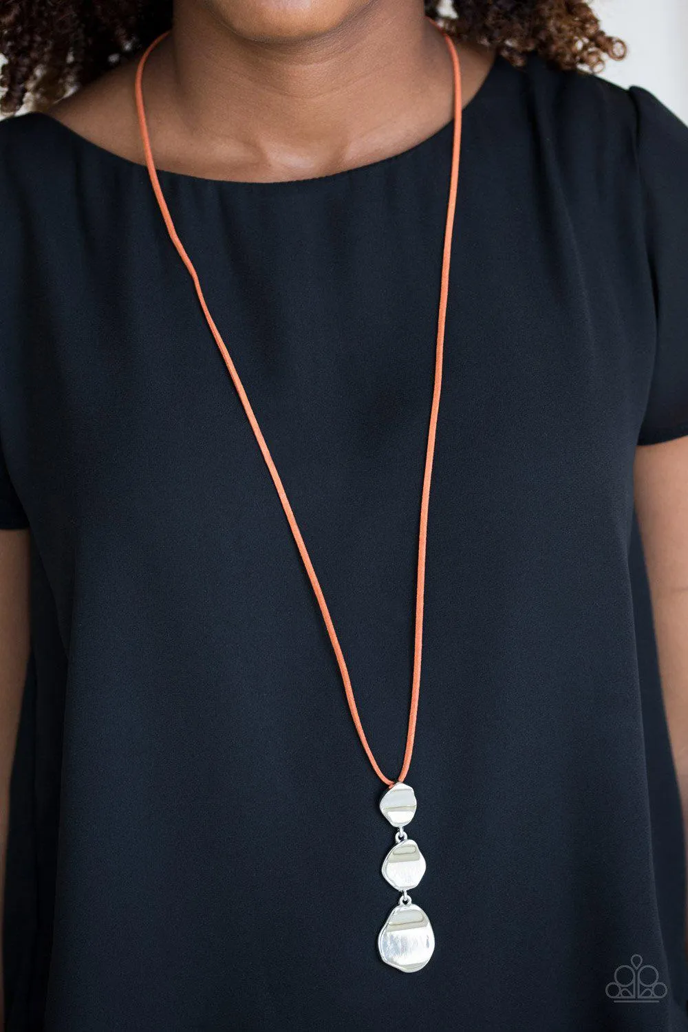 Embrace The Journey Orange Suede and Silver Necklace - Paparazzi Accessories