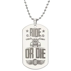 Engraved Dog Tag Necklace - Ride or Die