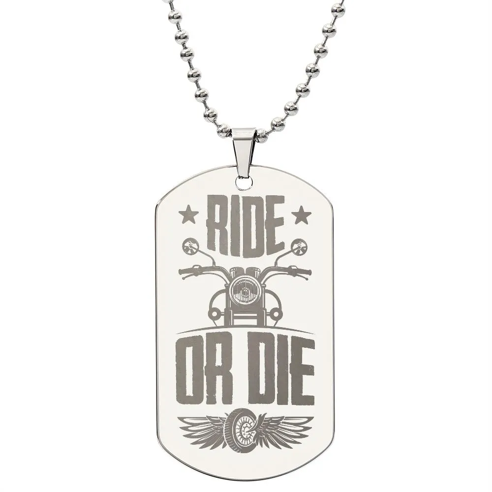 Engraved Dog Tag Necklace - Ride or Die