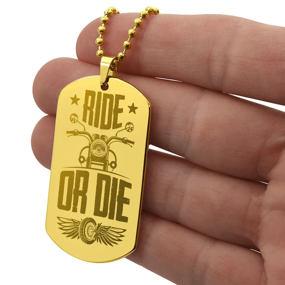 Engraved Dog Tag Necklace - Ride or Die