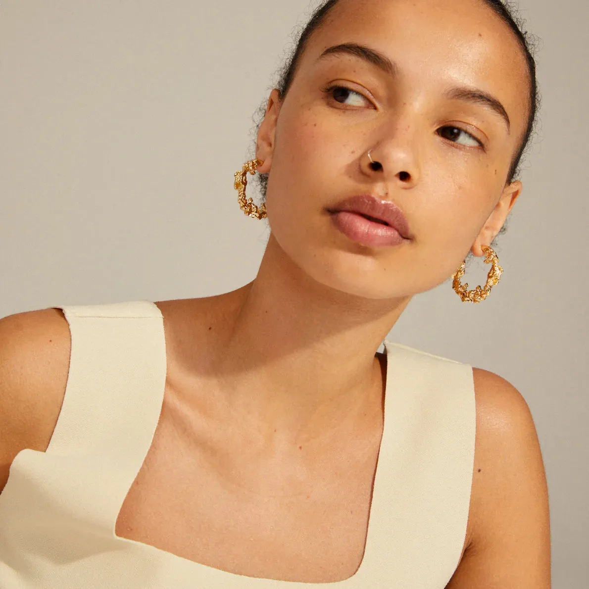 Flow Large Gold Plated Hoops