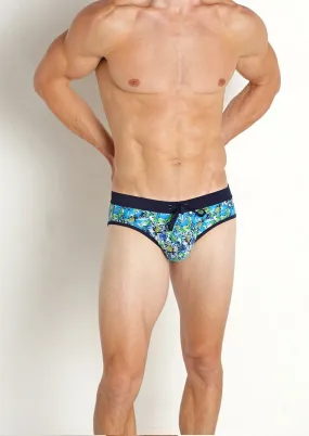 Freestyle Swim Brief w/Removable Cup (Teal Citrus Floral)