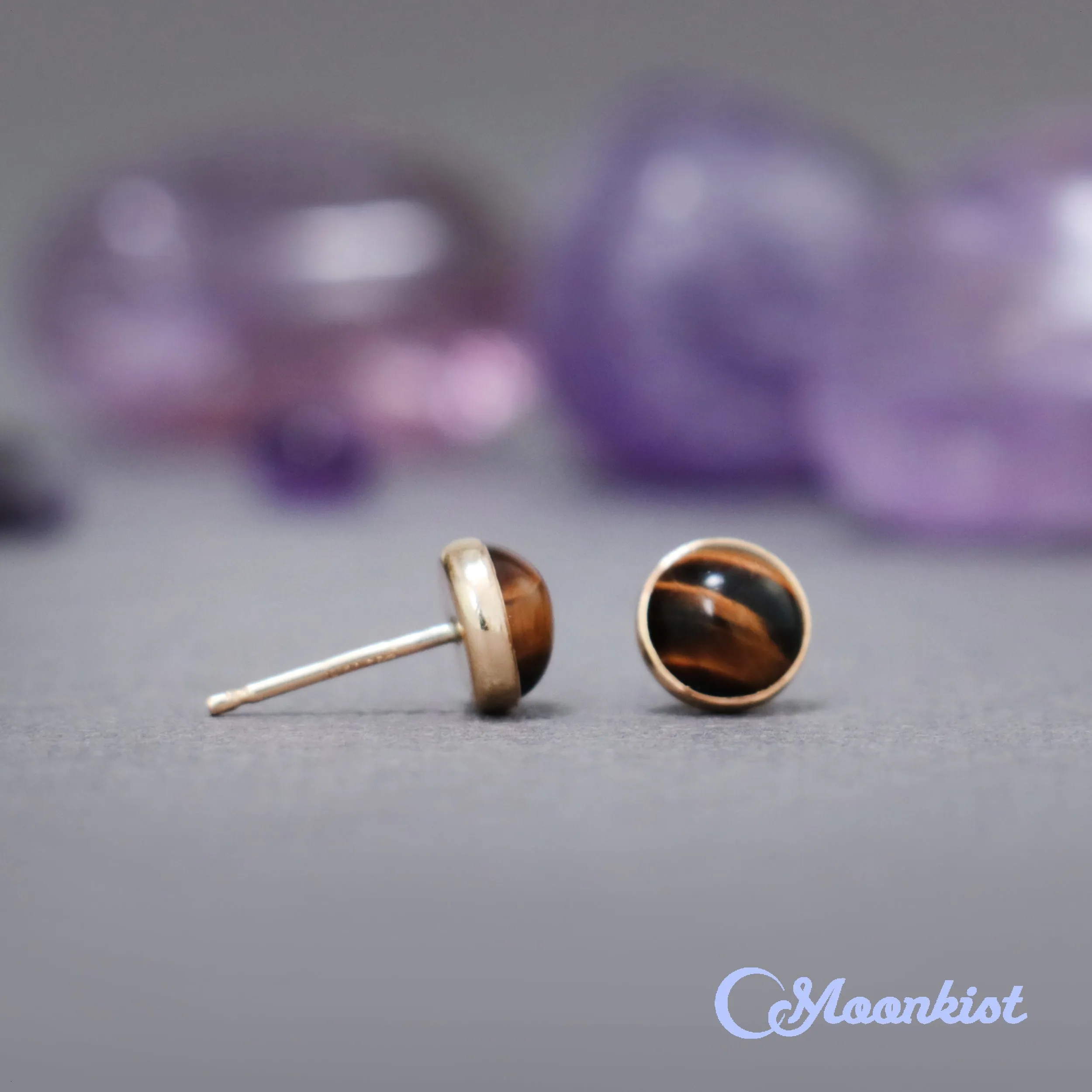 Gold Filled Tiger Eye Stud Earrings  | Moonkist Designs