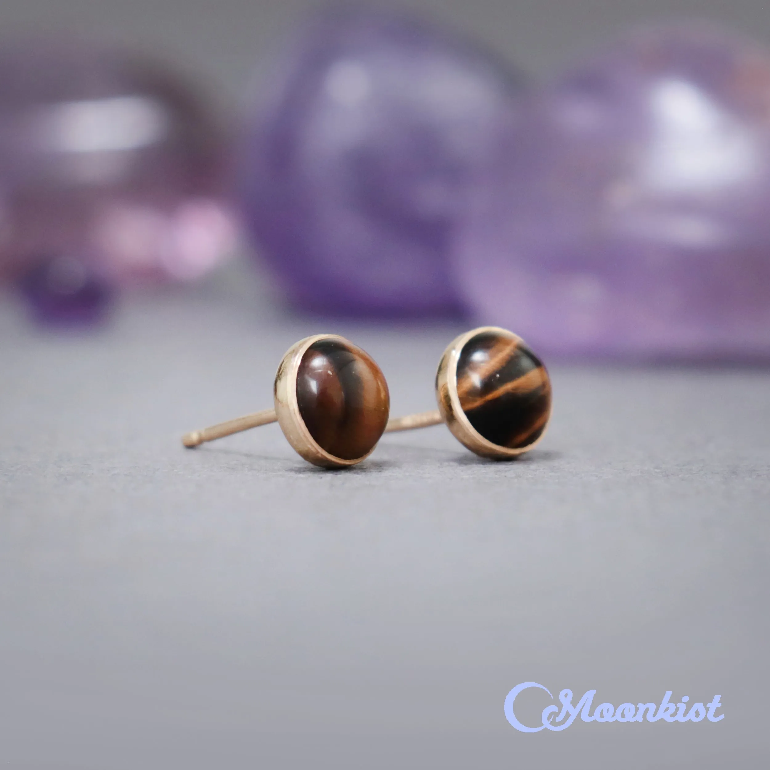 Gold Filled Tiger Eye Stud Earrings  | Moonkist Designs